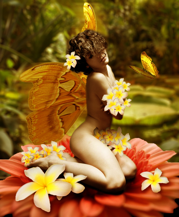 Hada entre flores