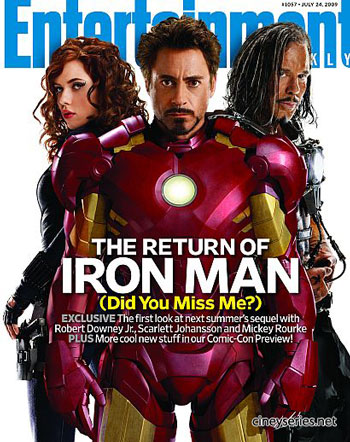 Robert Downey Jr, Mickey Rourke y Scarlett Johansson en Iron Man 2 Downey, Rourke, Johansson