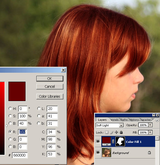 Change color hair: photoshop tutorial 06