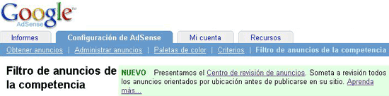 Activar Centro de Revision de Anuncios