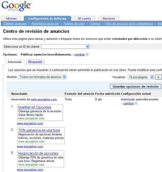 Filtrando anuncios en Google Adsense Filtrando anuncios en Google Adsense
