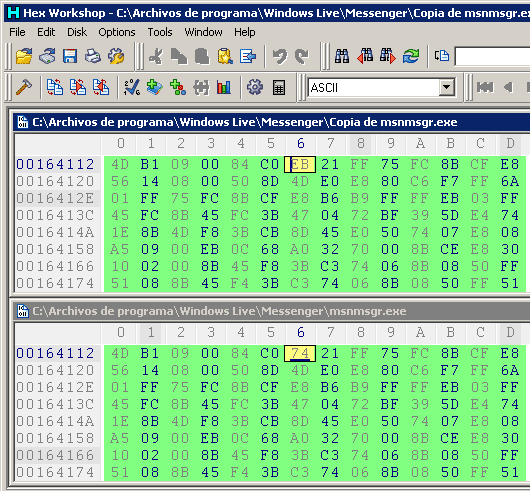 Comparar MSN en Hexadecimal Comparar MSN en Hexadecimal