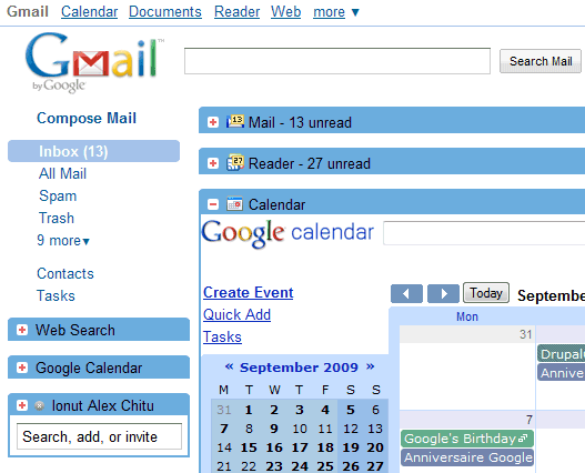 Integrar GMail Google Reader y Calendar Integrar GMail Google Reader y Calendar