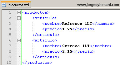 Ejemplo productos.xml Ejemplo productos.xml