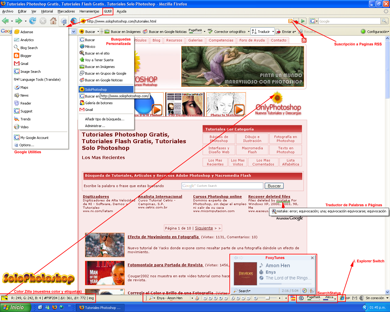 Así luce Mi Navegador (Firefox con la barra Google)