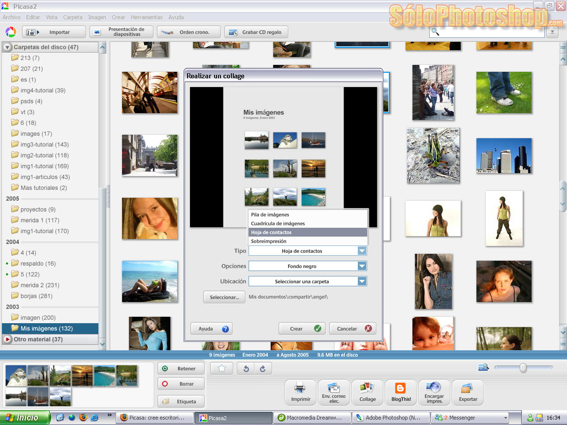 Picasa crea collages de imágenes
