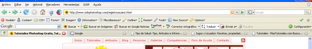 Firefox con la Barra google. Navegacion en Pestañas
