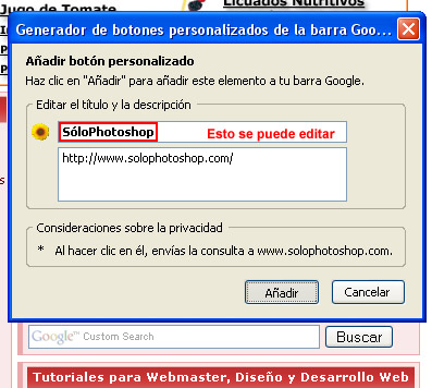 Búsqueda Personalizada con la Barra Google. SoloPhotoshop.com