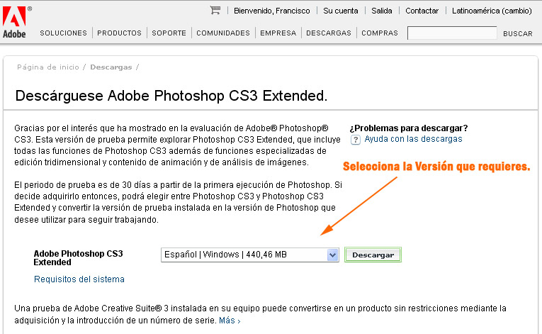 descarga gratis photoshop cs3 extended en español