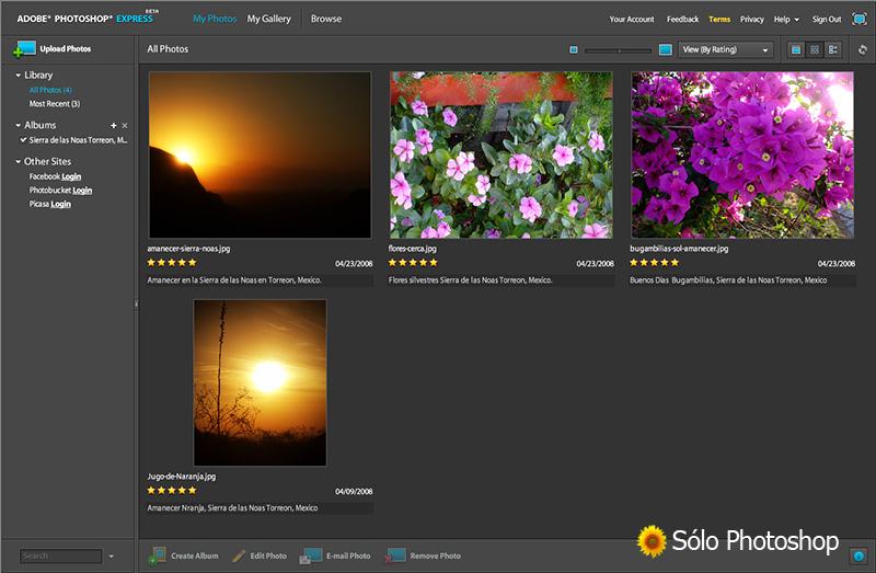Photoshop Express: Navegador de Imágenes