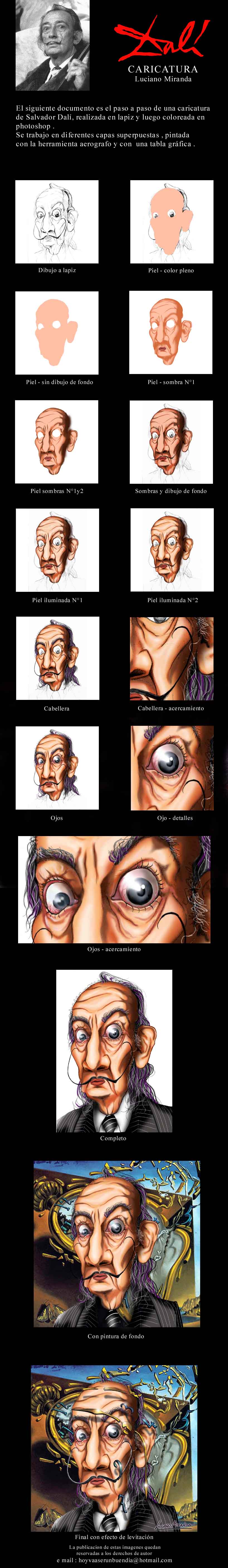 Caricatura Dalí. Liciano Miranda