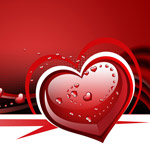 Waved Valentine background with hearts