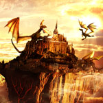 Create a Flying Land Illustration On Fire