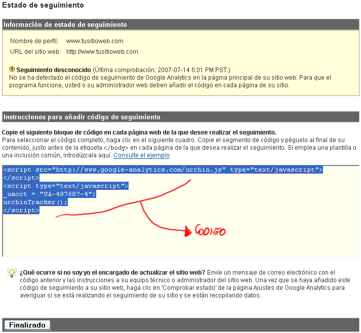 Instalar Script de Google Analytics