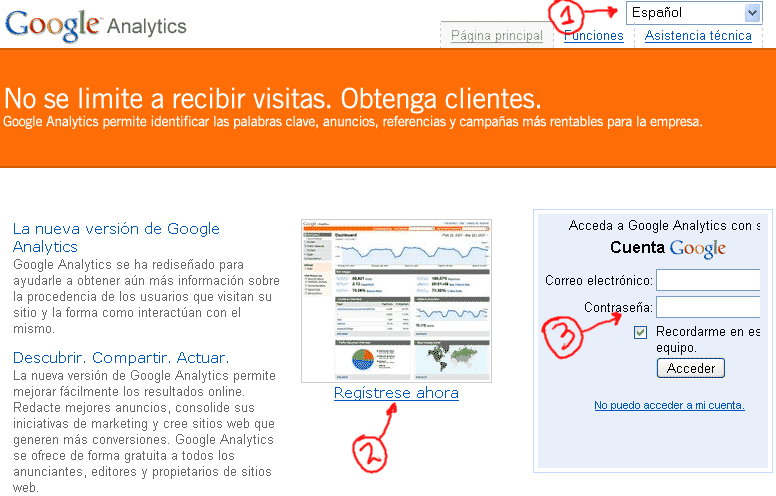 Registro e Ingreso a Google Analytics