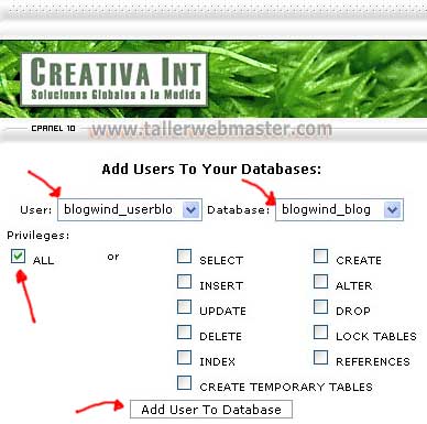 Asignar Usuarios a la Base de Datos WordPress