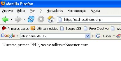 Ejecucion en el Navegador de Nuestro PHP