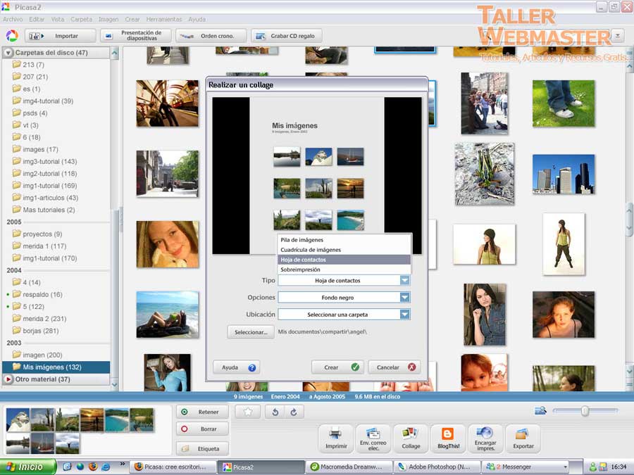 Picasa crea collages de im�genes