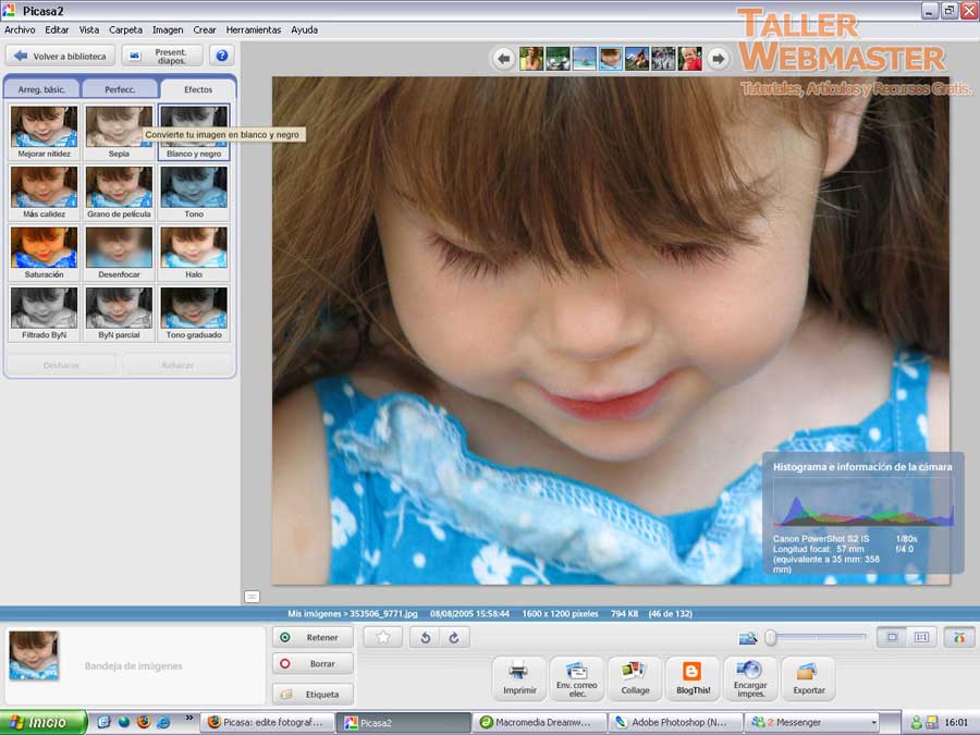 picasa efectos fotograf�a imagen