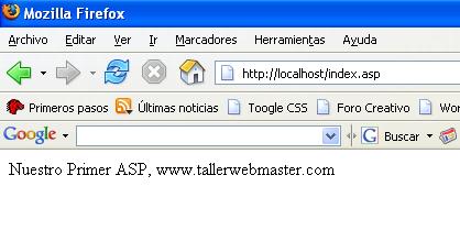 Ejecucion en el Navegador de Nuestro ASP