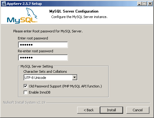 Usuario y Contraseña MySQL