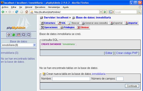 Crear Base de Datos