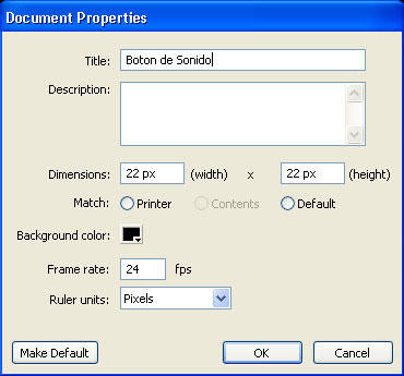 Propiedades del Documento Sonido Play Stop