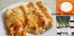 canelones con queso ricotta