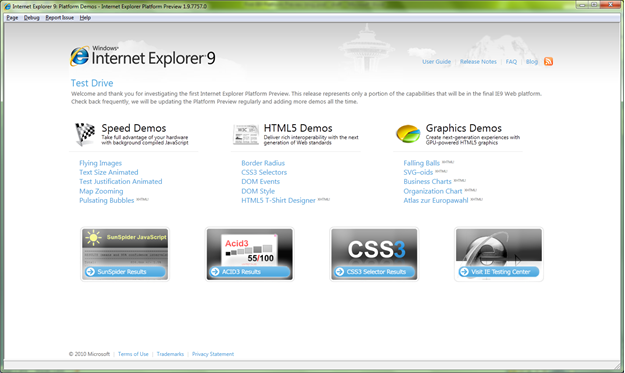 Preview de Internet Explorer 9