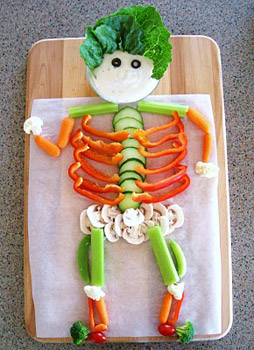 esqueleto con verduras
