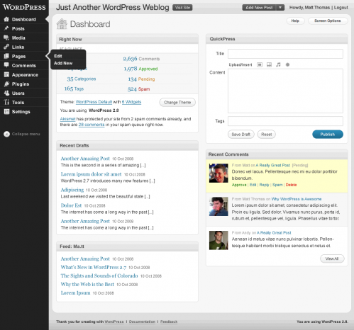 Rediseño de WordPress 2.8