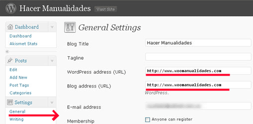 Cambiar Dominio en WordPress