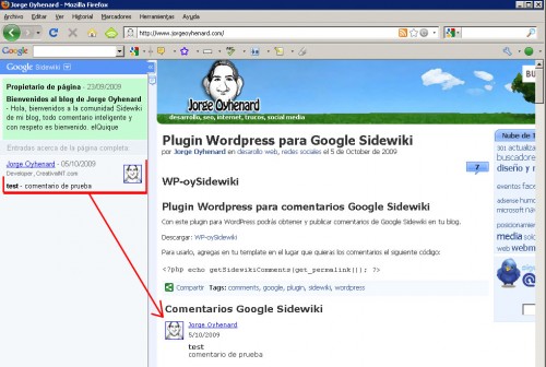 WP-oySidewiki integrar comentarios Sidewiki en nuestro blog