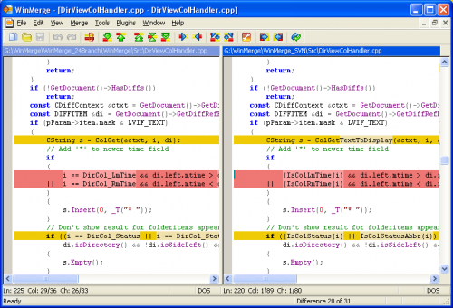 Resaltar diferencias con WinMerge